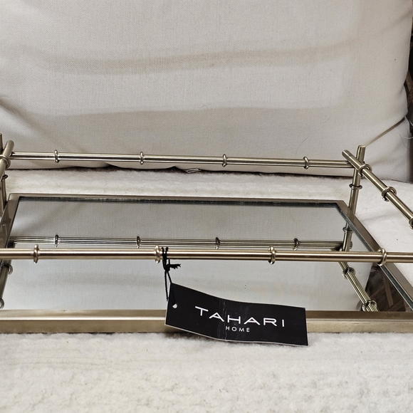 Tahari Home Stainless Steel Gold Mirror Tray - Picture 2 of 9